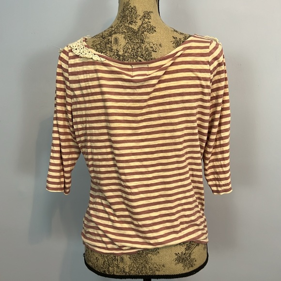 Anthropologie Stripe Lace Top - Picture 7 of 9